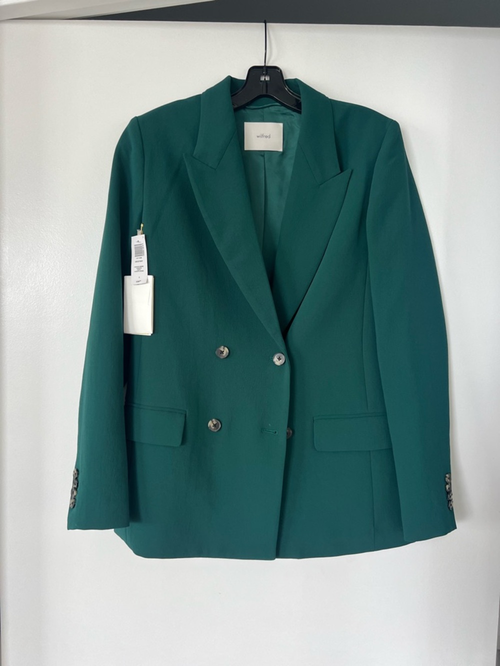 NWT Wilfred Double-Breasted Green Blazer!